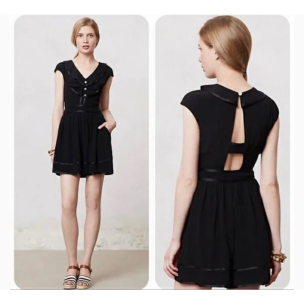 Anthropologie Elevenses Lexa Black Romper Size 4